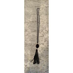 Beaded Necklace Black And Silver Fabric Tassel Unbranded Boutique Gold Plate Nug